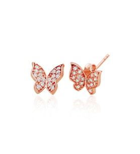 Bella Gloria Rose Kelebek Altın Küpe (PE78209)