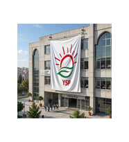 Yeşil Sol Parti Bayrağı 140gr Premium Raşel Kumaş 6x9 metre