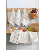 6 lı Luna Naturel Mutfak Havlu Seti %100 Pamuklu 30X45 Cm Krem