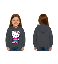 Unisex hello kity  Baskılı Çocuk Swaetshirt  Baskılı Kapüşonlu 3 İplik Şardonlu (Füme)