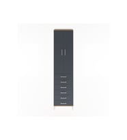 Hyperion Dolap 4 Raflı 6 Çekmeceli 2 Kapaklı 60x44x243 Çam-Antrasit