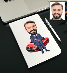 Kişiye Özel Araba Tasarımlı Karikatürlü Beyaz Defter Kalem Seti 51