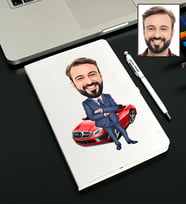 Kişiye Özel Araba Tasarımlı Karikatürlü Beyaz Defter Kalem Seti 51