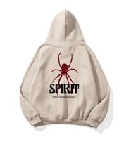 Unisex Spirit Örümcek Sırt Baskılı Oversize Sweatshirt (Bej)