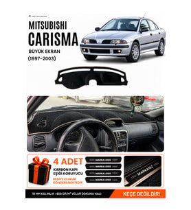 MITSUBISHI CARISMA BÜYÜK EKRAN (1997-2003) Uyumlu Torpido Örtüsü Torpido Kılıfı - Siyah Bej