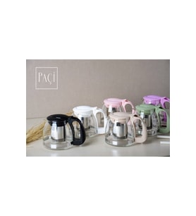 Süzgeçli Cam Demlik 700 ml Pembe