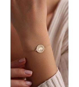 Kişiye Özel Tasarım Lotus Çiçeği Model Bileklik 925K Gümüş (Gold)