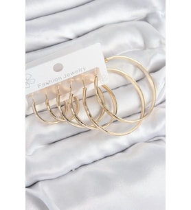Pirinç Halka Model Gold Renk Kadın Set Küpe - TJ-BKP11047