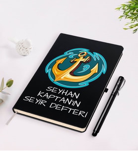 BK Gift Kişiye Özel İsimli Siyah Seyir Defteri ve Kalem Seti-5
