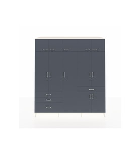 Kronos Dolap 11 Raflı 4 Çekmeceli 2 Askılı 220x59x243 Aytaşı-Antrasit/Antrasit
