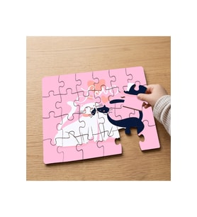 Sevimli Aşk Kedileri Tasarımlı 24 Parça Ahşap Çocuk Puzzle MPK0723