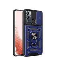 Coverzone Infinix Hot 12i ?le Uyumlu PhoenixShield Kamera Korumal? Kapak Tam Koruma Manyetik Vega Kapak Lacivert