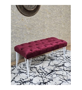Beyaz Boyalı Tel Ayaklı 90 cm Puf Bench - Puf - Bench - Kasalı Oturak - Oturak - Yatak Ucu Puf Bordo Renk 90 x 41 Boyut/Ebat (Çok Renkli)