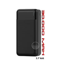 30,000 mAh Rugged Kasa 2xUSB Çıkışlı Powerbank (Siyah)