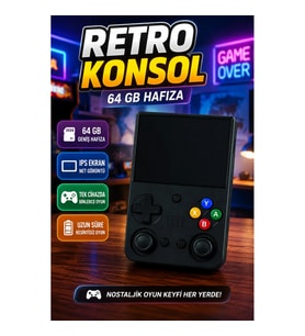 Taşınabilir Retro El Oyun Konsolu 64GB IPS Ekran Çift Analog Joystick Linux Sistem