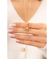 Kar Tanesi Motifli 14 K Gold Kaplama Kadın Kolye (Altın)