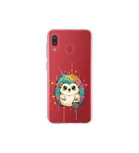 Samsung Galaxy A20 ile Uyumlu Splash Kirpi Tasarımlı Şeffaf Silikon Kılıf