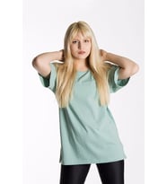 Kadın Mint Basic Bisiklet Yaka Oversize Pamuklu T-shirt 22Y-3400761-K1 (Mint Yeşili)