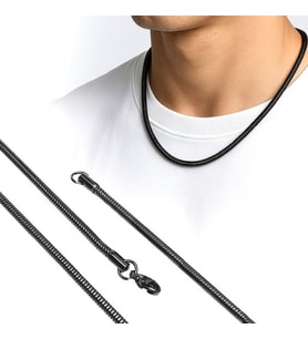 Erkek Spiral Çelik Kolye 3Mm (Siyah)