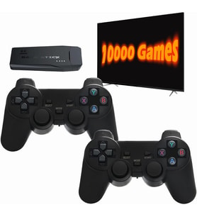Retro Oyun Konsolu, Tak ve Çalıştır Video Oyun Çubuğu Dahili 10000+ Oyun, 9 Klasik Emülatör, Çift 2.4G Kablosuz Kumandalı TV için 4K Yüksek Çözünürlüklü HDMI Çıkışı