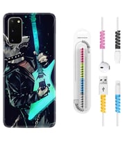 Samsung A02S A03S A10 A12 A13 A21S A22 Kılıf Kablo Koruma Spiral Silikon Dog Guitar 1789