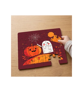 Mutlu Cadılar Bayramı Tasarımlı 24 Parça Ahşap Çocuk Puzzle MPK0739