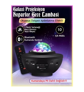 Yıldızlı Projektör Tavan Bulutsu Galaxy Lazer Işıklı Disko Topu Bluetooth Hoparlör (Krem)