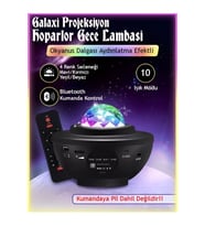 Yıldızlı Projektör Tavan Bulutsu Galaxy Lazer Işıklı Disko Topu Bluetooth Hoparlör (Krem)