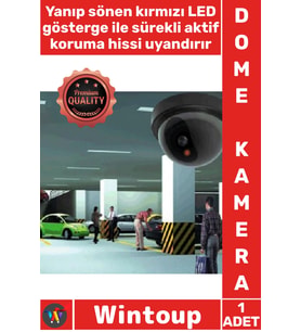 #Kamera Güvenlik Sistemi Gerçekçi Görünüm Hareket Sensörlü Kırmızı Led Işıklı Caydırıcı Dome Kamera