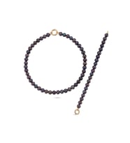 Doğal Siyah İnci Kolye Bileklik İkili Set (Rose)