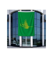 Yeşil Osmanlı Tuğrası Bayrağı 140gr Premium Raşel Kumaş 400x600cm