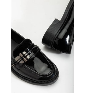 Lucy Ortopedik Taban Deri Loafer (Siyah Rugan)