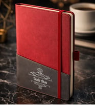 BK Gift Kişiye Özel Kırmızı Termo Deri Defter -2, Kartvizit Bölmeli, Çizgili Ivory Kağıt