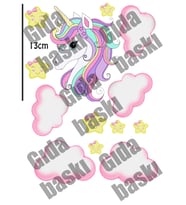 Yenilebilir Şeker Kağıt Tek Boynuzlu At Unicorn Temalı Pasta Süsleme