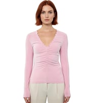 Stil Kadın Büzgü Drape Detaylı Vücuda Oturan Esnek Bluz Regular Örme Slim Kalıp