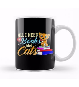 All I Need Is Books And Cats Cute Bookworm Reading Kupa Bardak Porselen