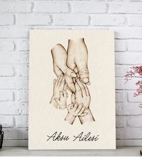 BK Gift Kişiye Özel El Ele Tutuşan Aile Tasarımlı Renkli Kanvas Tablo-1, Anneye Hediye, Aile Hediyesi