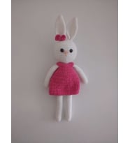 Pembe Elbiseli Tavşan Amigurumi Organik Oyuncak