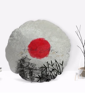BK Gift Kişiye Özel İsimli Japonya Tasarımlı Yuvarlak Dekoratif Kırlent Yastık-1
