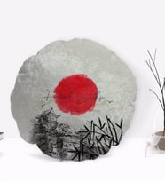 BK Gift Kişiye Özel İsimli Japonya Tasarımlı Yuvarlak Dekoratif Kırlent Yastık-1