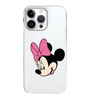 Apple iPhone 14 Pro Uyumlu Kapak Minnie Mouse Tasarımlı Şeffaf Silikon Kılıf