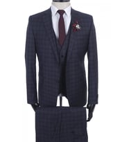Jan Carlucci  Yünlü Slimfit Yelekli Drop 6 Takım (Lacivert)