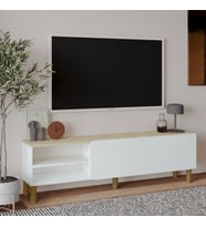 İnarch Dizayn River 150 cm Modern TV Sehpası – Kapaklı ve Raflı Tasarım (Beyaz)