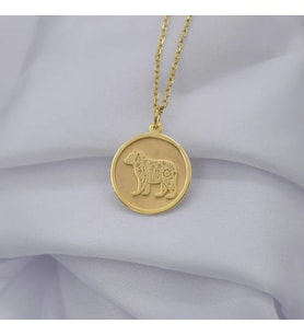 Kişiye Özel 925 Ayar Gümüş Tasarım Ayı Figürlü Kolye (Gold)