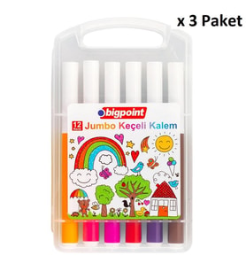 Bigpoint Jumbo Keçeli Kalem 12'li Set (Plastik Kutulu) x 3 Paket