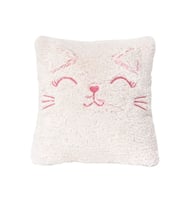 Kedi Nakışlı Peluş Yastık