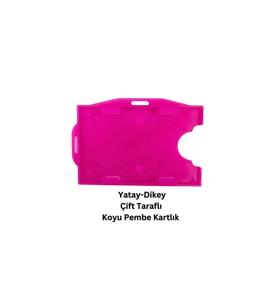 Koyu Pembe Yatay Dikey Çift Taraflı Kart Koruyucu