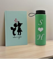BK Gift Sevgiliye Özel İsimli Su Yeşili Defter ve Yeşil Cam Matara Hediye Seti-16, Sevgiliye Hediye, Sevgililer Günü, Yeni İş Hediyesi