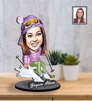Kişiye Özel Sporcu Karikatürlü İki Katmanlı Ahşap Biblo Bayan-5