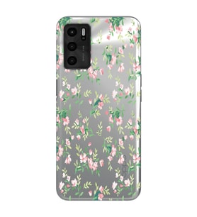 Oppo A55 Uyumlu Çiçek Desenli Şeffaf Telefon Kılıfı
